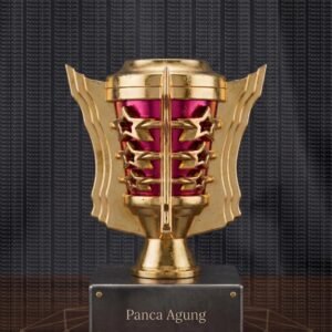Imperial Crown Pagoda Trophy – Ornamen Piala Premium Gold Red Luxury Series