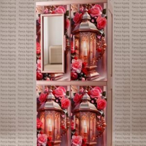 RoseLuxe Serenity Wardrobe – Lemari Pakaian Premium Motif Floral Lantern Elegant Series